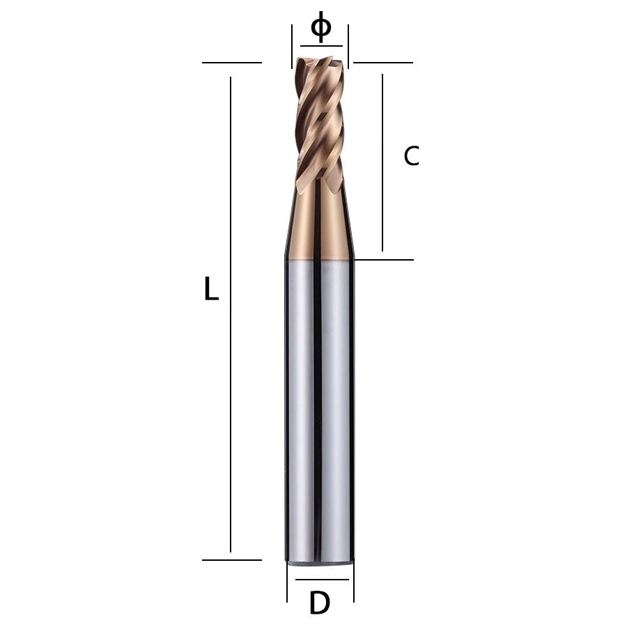 55HRC decimal point milling cutter, tungsten steel alloy, 4-edge coating, number of points, end milling cutter, flat bottom cutter, steel shank, 6 variable diameter coarse shank Shandong Denso Pricision Tools Co.,Ltd.
